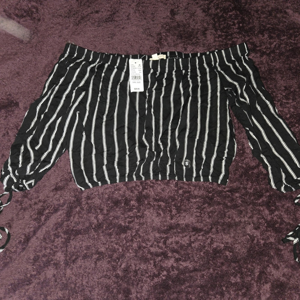 NWT PacSun La Hearts Monochrome Striped Crop Top